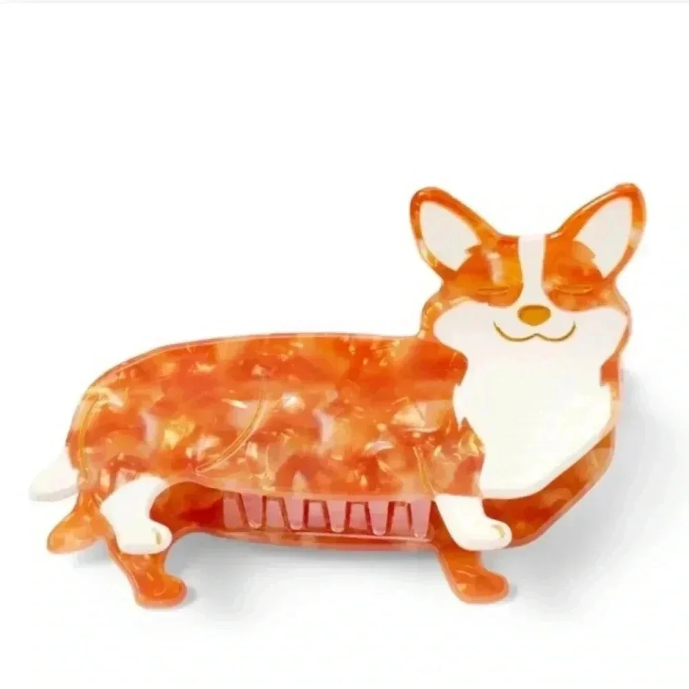 NIP Target Cuddle Collab Collaboration Corgi Claw Hair Clip Marbled Orange